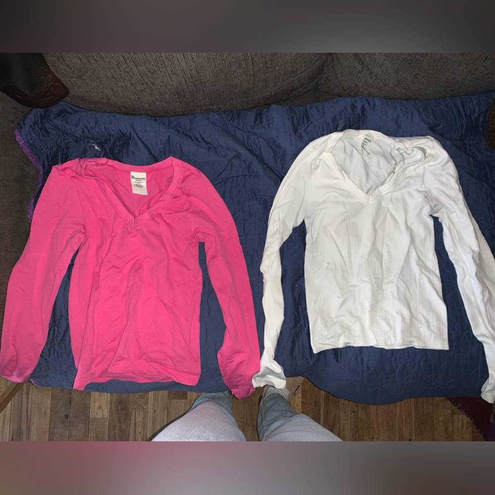 Kids Pink and White Long Sleeve Tops